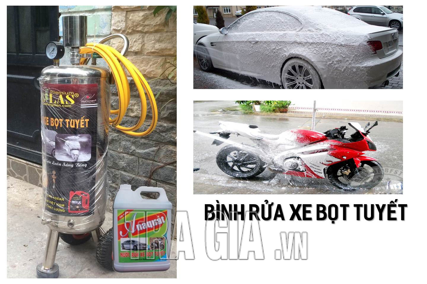 Bình bọt tuyết-Cách rửa xe máy siêu sạch sau trời mưa